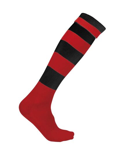 chaussettes sport rayées - PA021 - rouge et noir