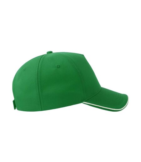 Casquette De Baseball Motif/style 5 Panneaux Recy Five Piping Adulte Vert Blanc Atlantis Headwear