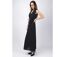Robe longue féminine col tailleur PAULINE unie noire Coton Du Monde-3