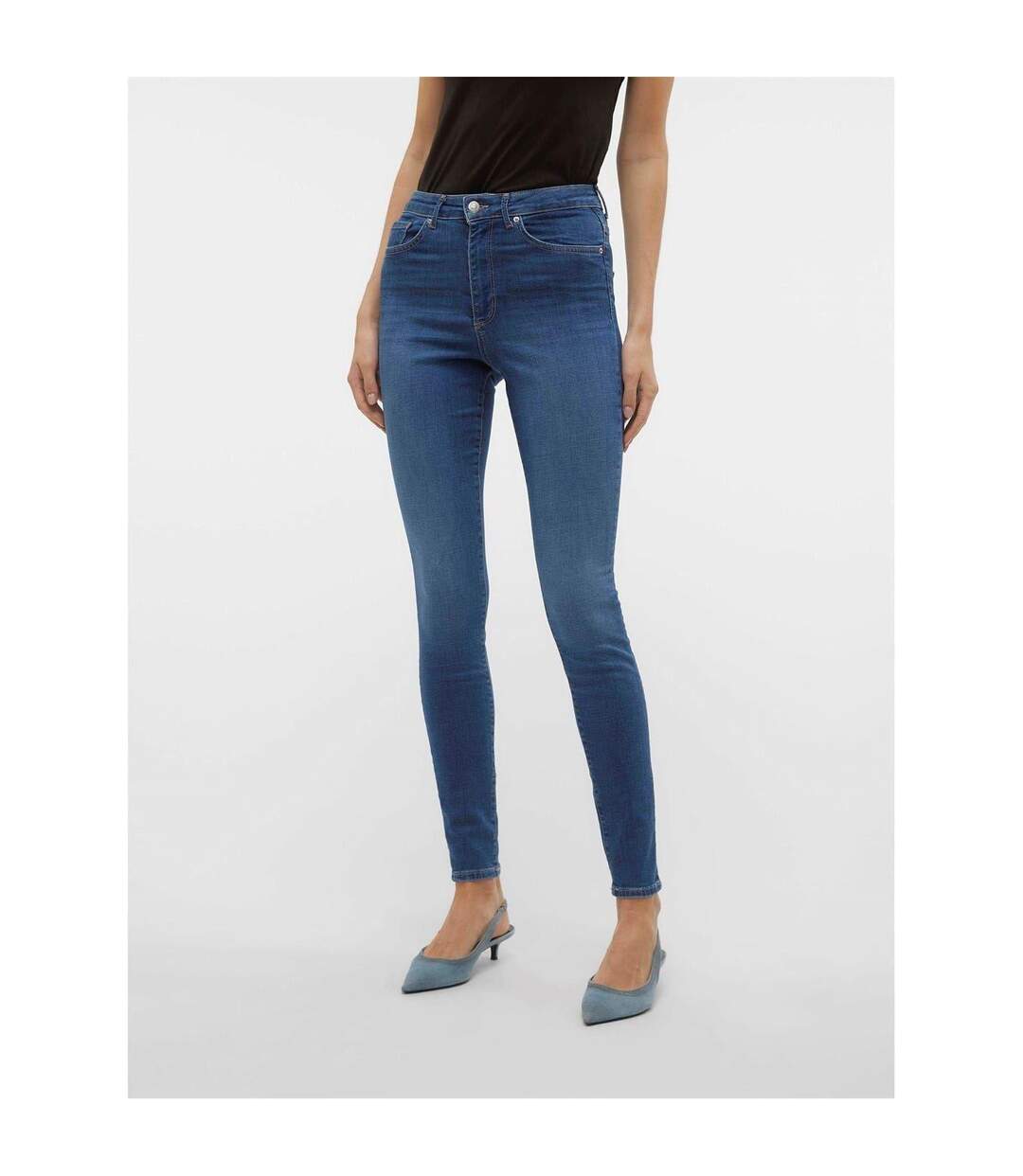Womens/ladies 5 Pockets Skinny Jeans Medium Black Vero Moda-3