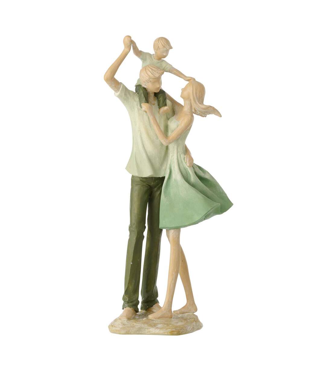 Statuette Famille 1 Enfant Matcha 39cm Vert-1