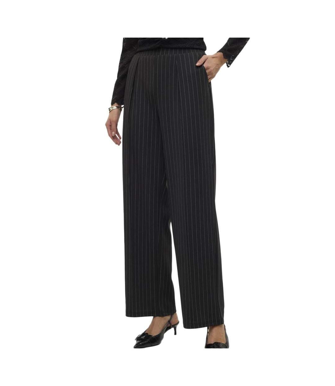 Pantalon droit noir femme vero moda henna-1