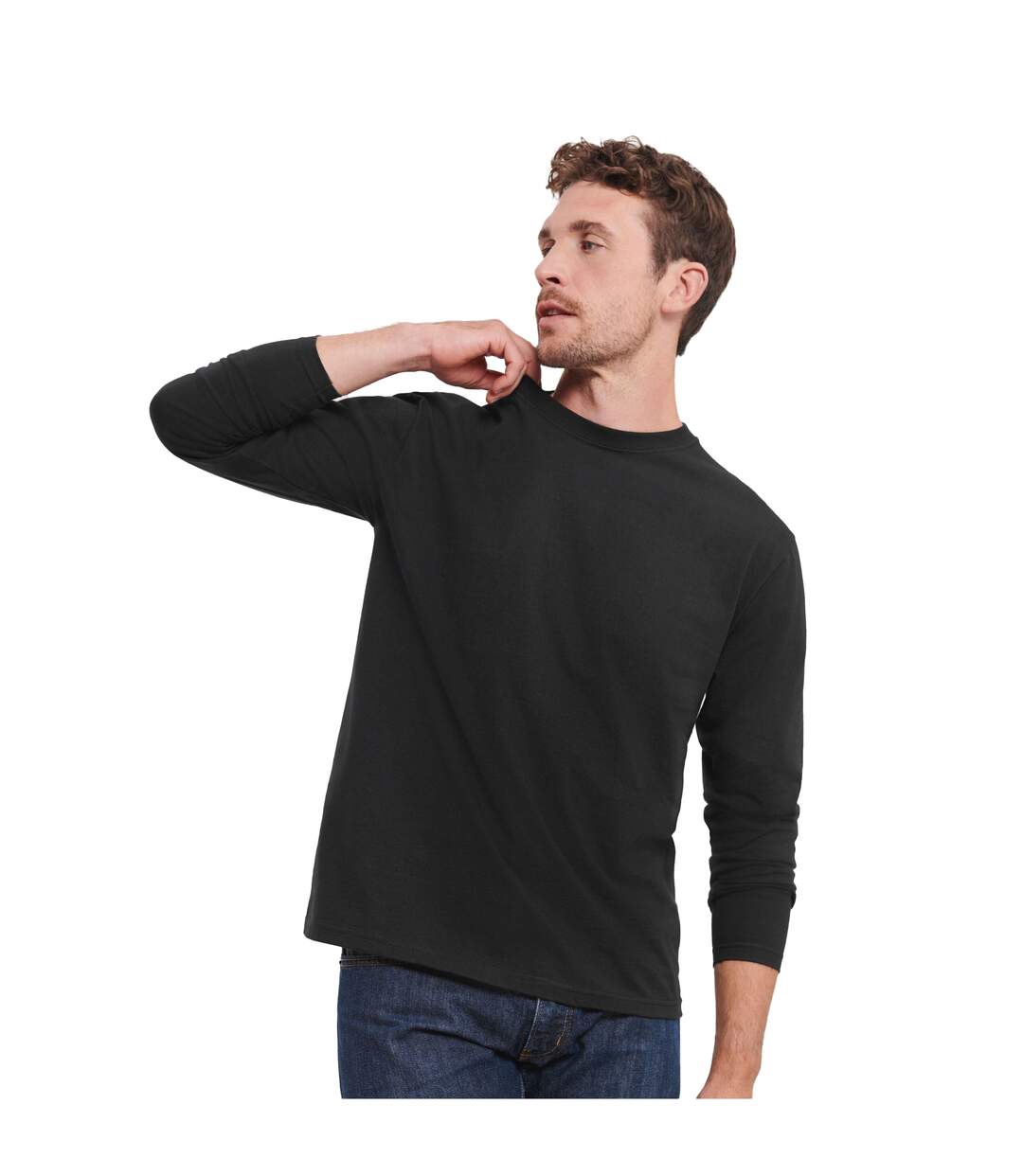 Mens Classic Long-sleeved T-shirt Black Russell-1