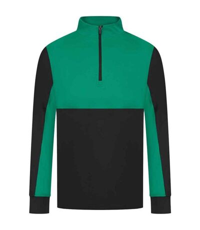 Mens quarter zip track top black/emerald Finden & Hales