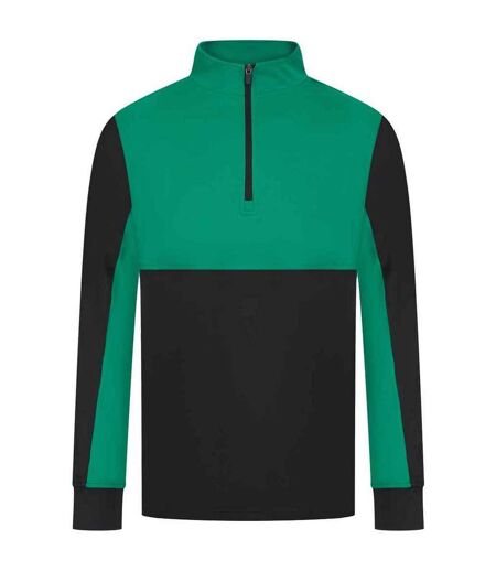 Mens quarter zip track top black/emerald Finden & Hales