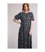 Womens/ladies everly floral eco liva midi dress black iris Weird Fish-2