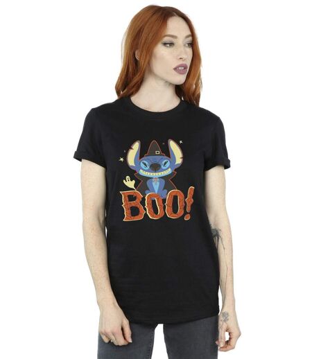 Disney T-shirt boyfriend en coton Lilo & Stitch Womens/Ladies Boo ! (Noir) - UTBI30491