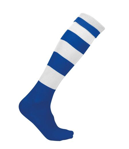 chaussettes sport rayées - PA021 - bleu roi et blanc