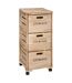 Tour de rangement 3 tiroirs à roulettes en bois HERSTIA - Beige-1