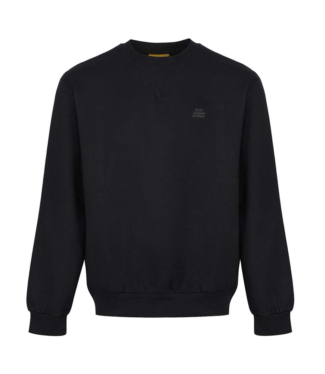 Mens Fleece Crew Neck Sweatshirt Black Iron Mountain-1