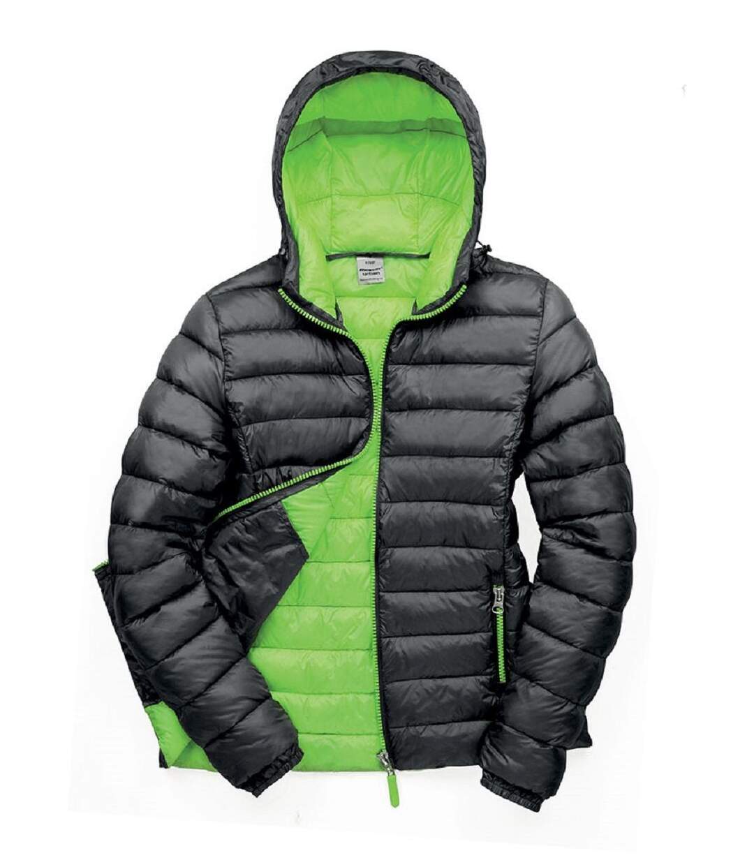 Veste matelassée - doudoune femme R194F - noir lime-1