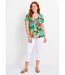 T-shirt long col rond imprimé exotique manches courtes-3