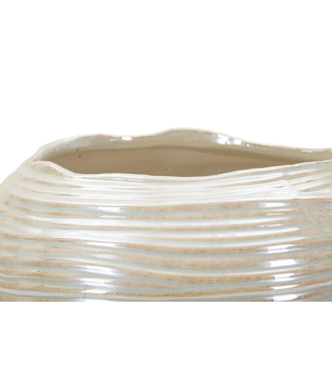 Vase Rond en Céramique Perly 27cm Blanc-3