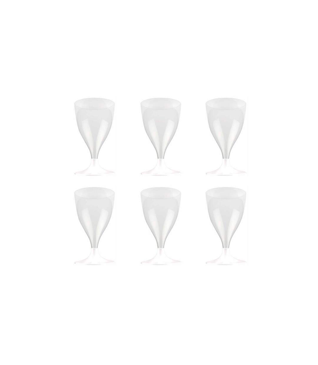 Lot de 6 Verres à Vin Réutilisable Plastique 18cl Blanc-1