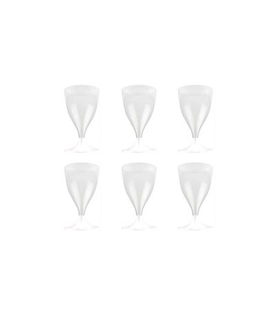 Lot de 6 Verres à Vin Réutilisable Plastique 18cl Blanc