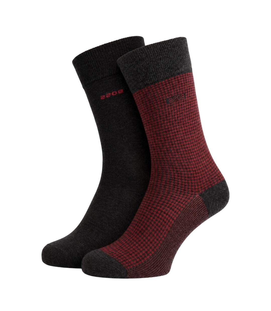 Lot De 2  Chaussettes Motif/style Pied-de-poule Homme Anthracite Boss-4