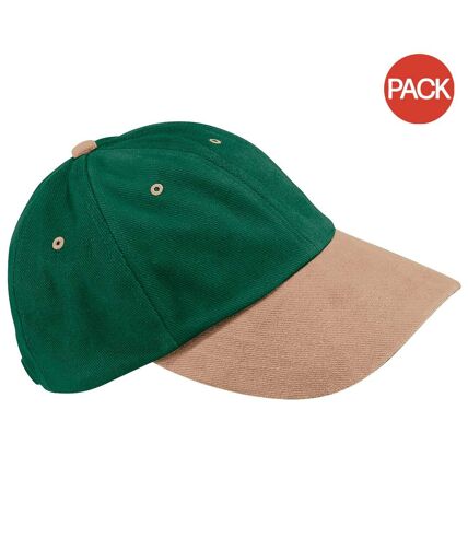 Lot de 2  casquettes de baseball adulte vert forêt/taupe Beechfield