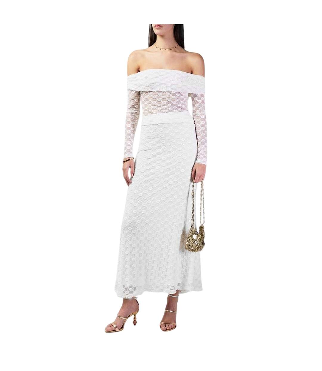Haut À Épaules Dénudées Motif/style Lacets Femme Blanc Bardot-4