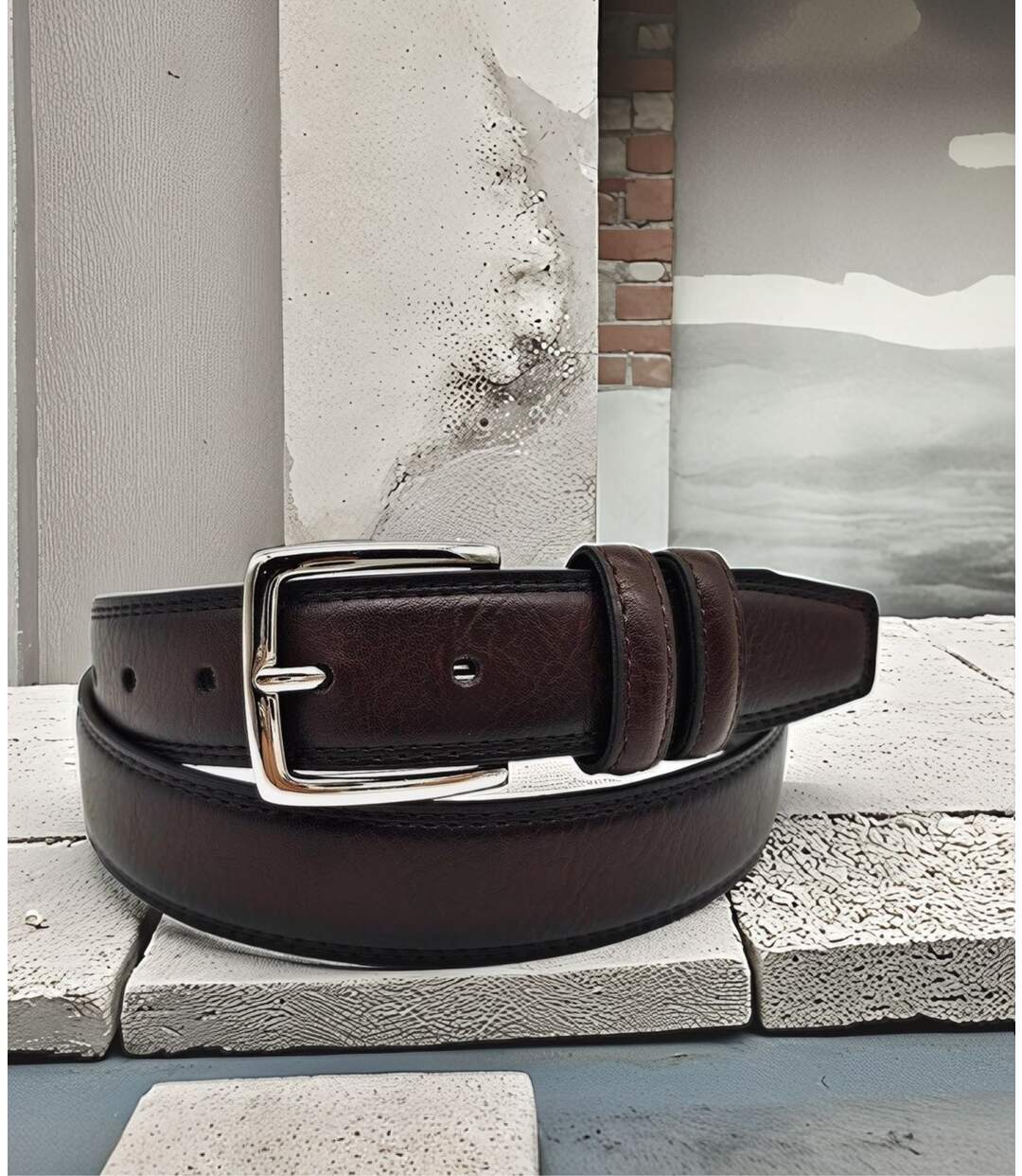 Ceinture élégante en PVC Noir pour Homme - Style Classique et Ajustable-5