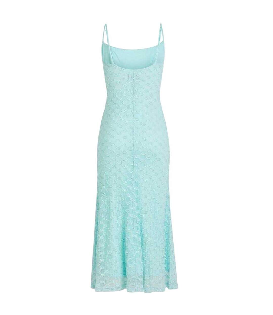 Robe Mi-longue Motif/style Maille Adoni Femme Turquoise Pâle Bardot-3