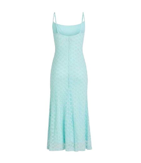 Robe Mi-longue Motif/style Maille Adoni Femme Turquoise Pâle Bardot