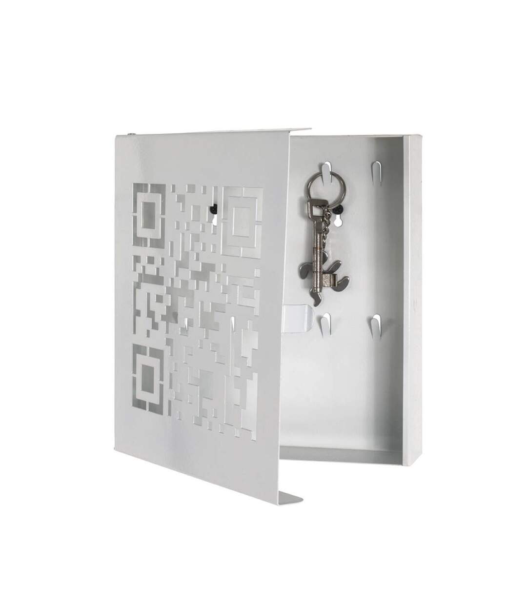 Boîte à Clés Métal QR Code 24cm Blanc-2