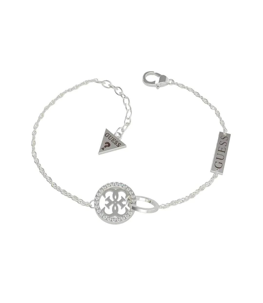 Rhodium Plated Circular Bracelet One Size Silver Guess-1