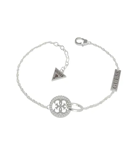 Rhodium Plated Circular Bracelet One Size Silver Guess