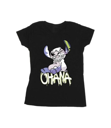 Disney Femmes/Les femmes Lilo And Stitch Ohana Graffiti Cotton T-Shirt (Noir) - UTBI25877