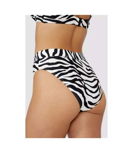 Gorgeous Womens/Ladies Zebra Print Mid Rise Bikini Bottoms (White/Black) - UTDH5438