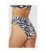 Gorgeous Womens/Ladies Zebra Print Mid Rise Bikini Bottoms (White/Black) - UTDH5438