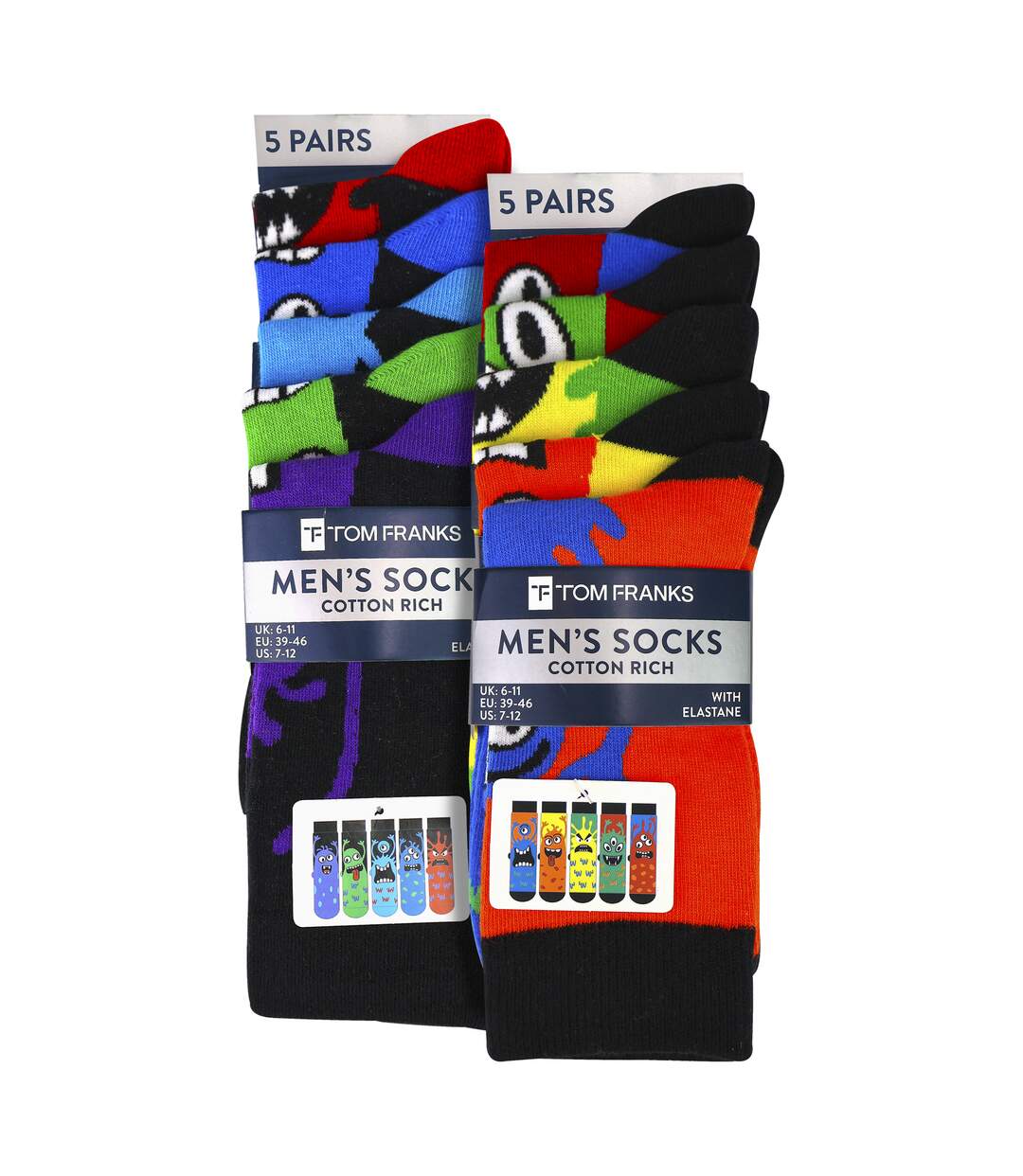 Sock Snob – Lot De 10 Chaussettes Homme Coton Motifs Fantaisie Quotidien-2