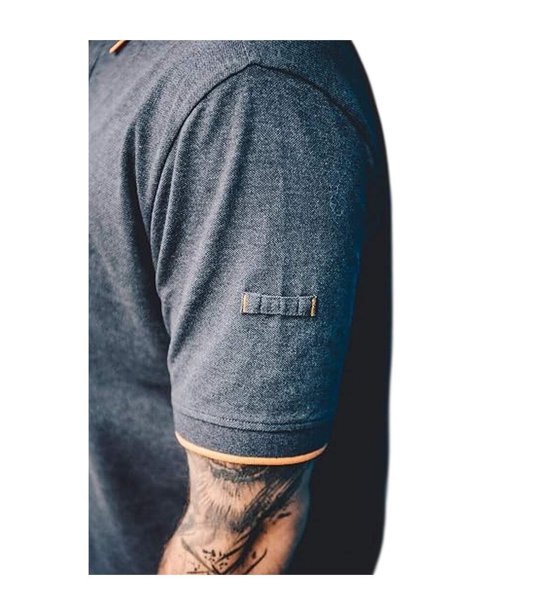 Mens Contrast Pique Polo Shirt Grey Worktough-2