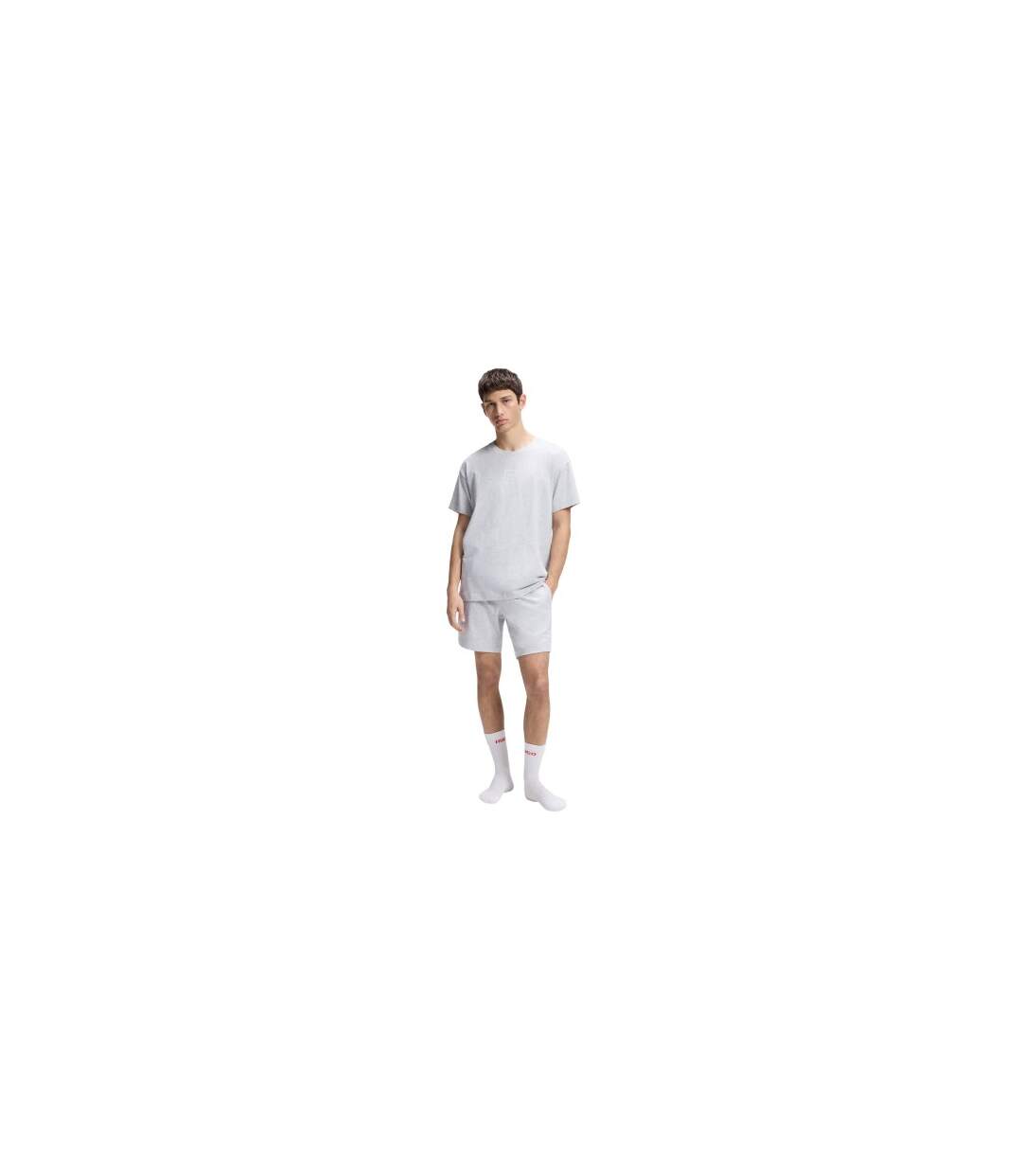 Mens Relaxed Fit T-shirt Light Grey Hugo Boss-1