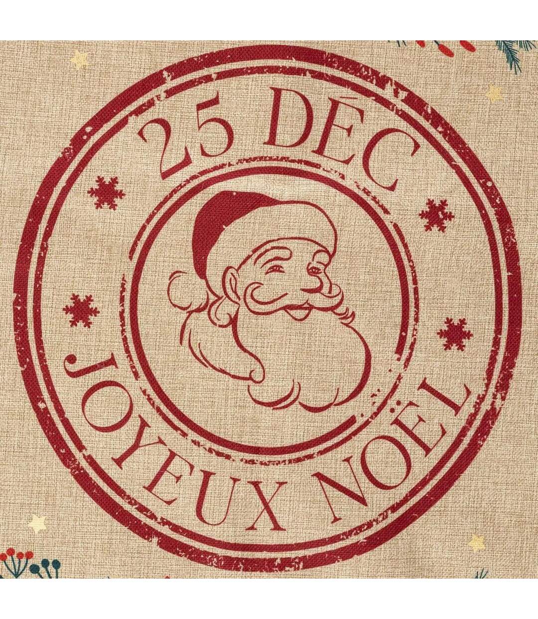 Hotte de Noël Imprimée Soir 70cm Beige & Rouge-3