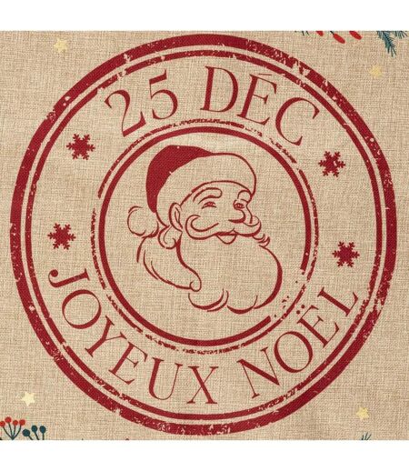 Hotte de Noël Imprimée Soir 70cm Beige & Rouge