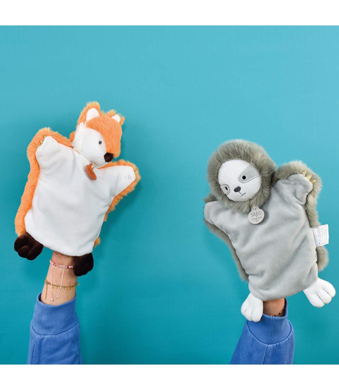 Doudou polyester 2 en 1 collection LES MARIONNETTES Renard-2