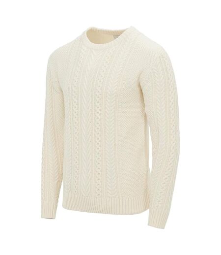 Mens Cable Knit Cotton Jumper Ecru Firetrap