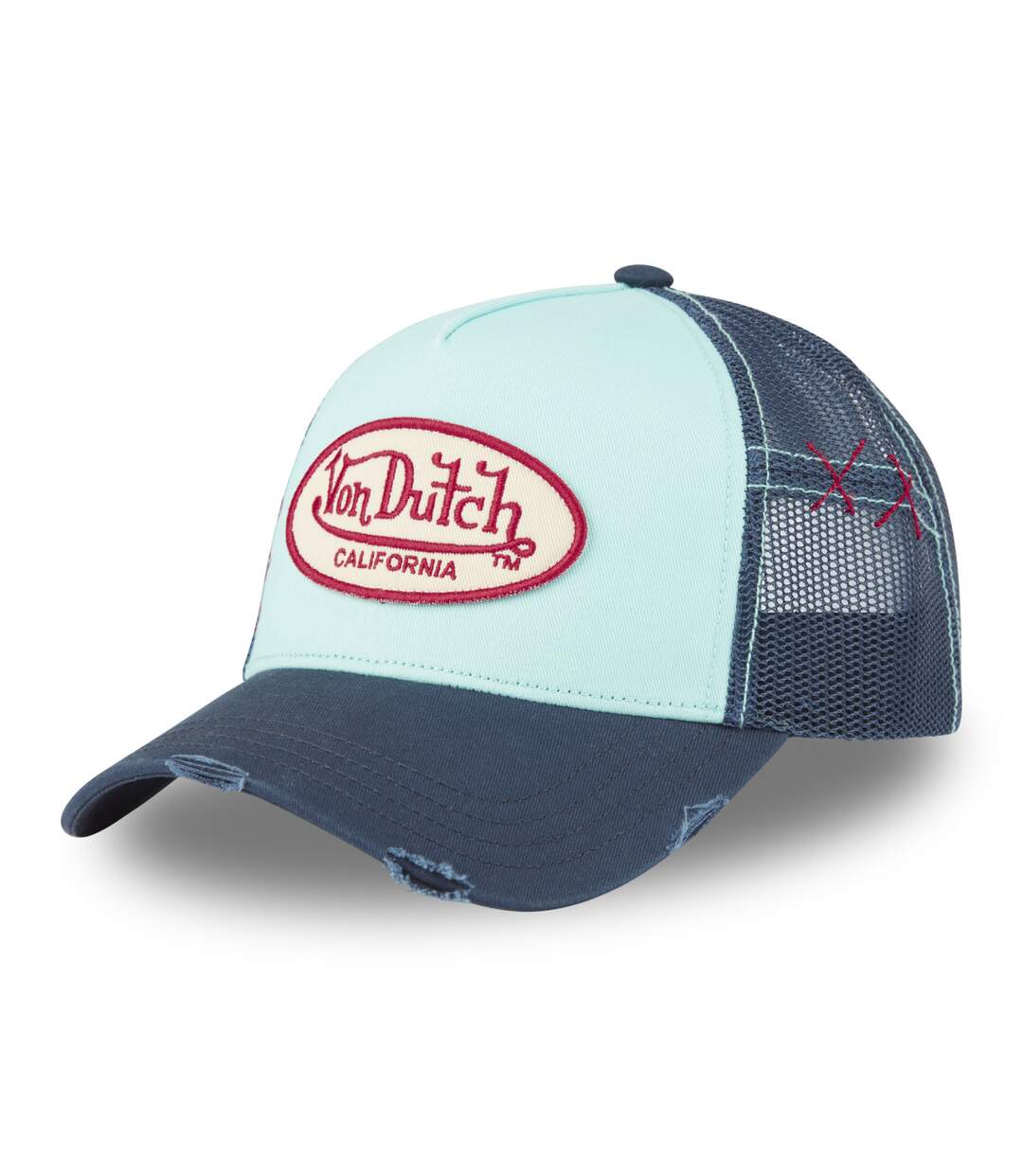 Casquette trucker avec filet effet usé et patch brodé Used Vondutch-1