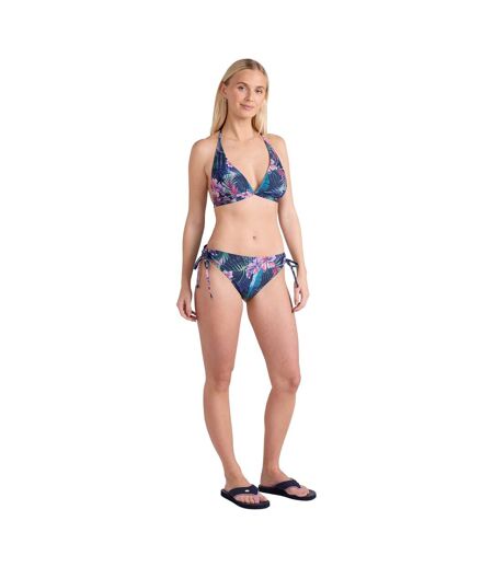 Womens/ladies Lona Floral Side Tie Bikini Bottoms Dark Blue Animal