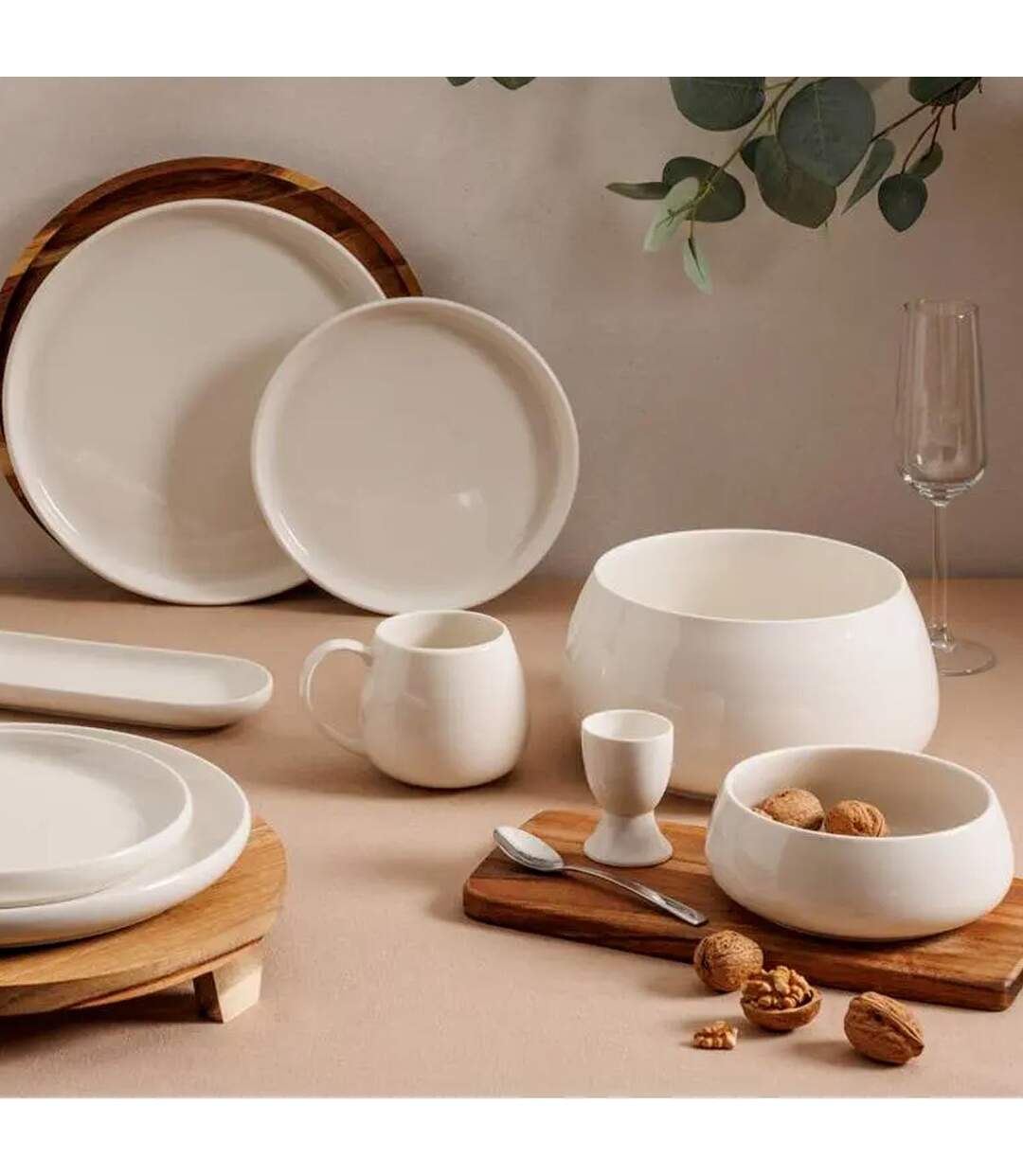 Lot de 6 Mugs en Porcelaine Nora 30cl Blanc-3