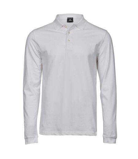 Polo Manches Longues Luxury Homme Blanc Tee Jays