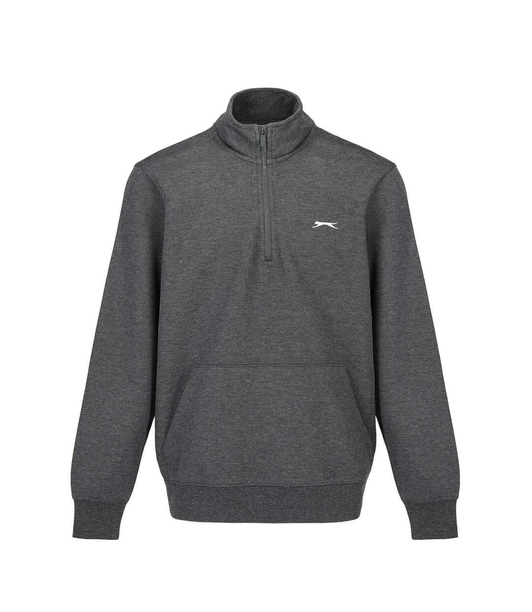 Mens Quarter Zip Fleece Charcoal Marl Slazenger-1