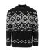 Mens Fair Isle Polyester Blend Slim Casual Jumper Black Monochrome Firetrap-1