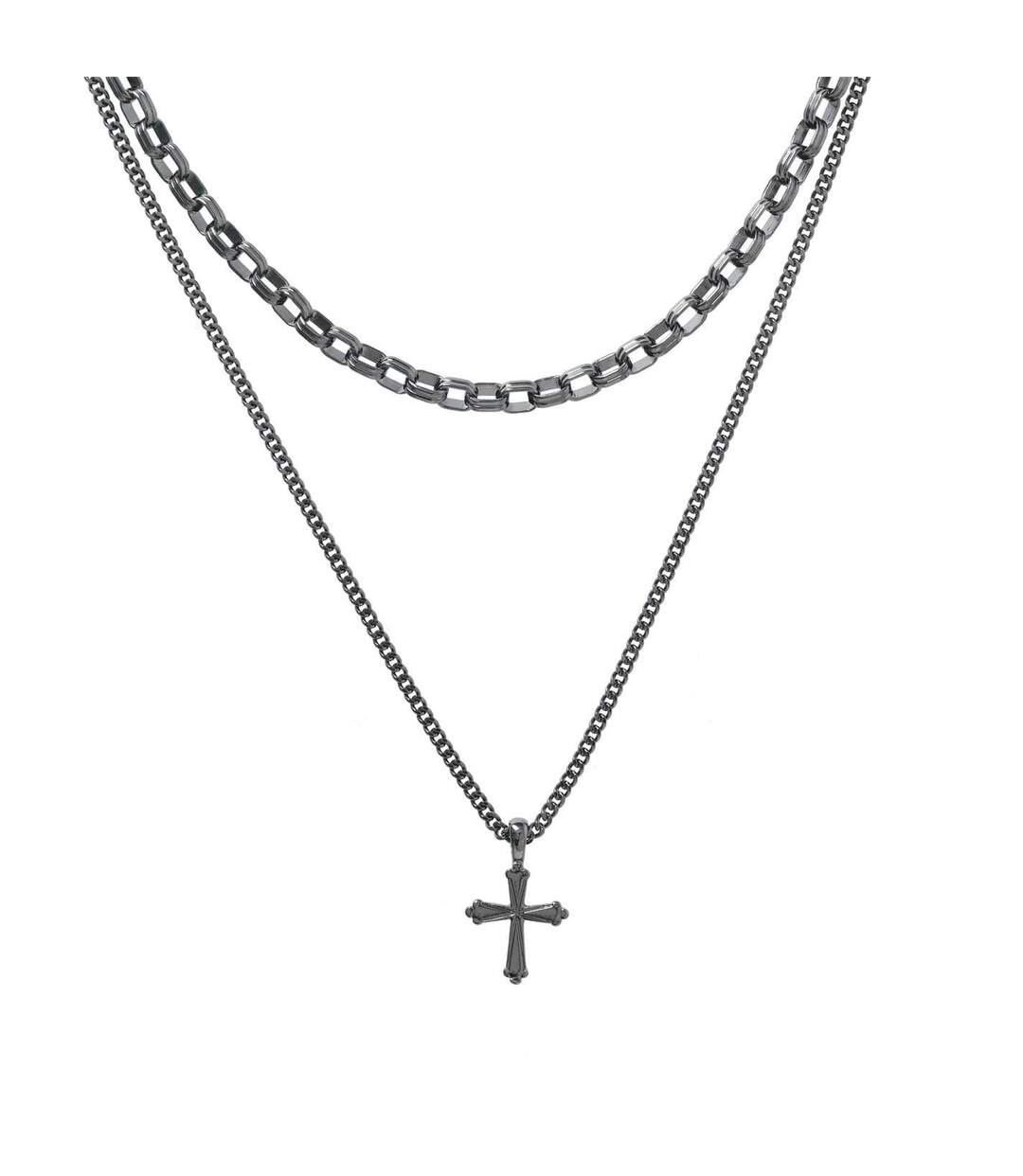 Layered Necklace One Size Black Fabric-1