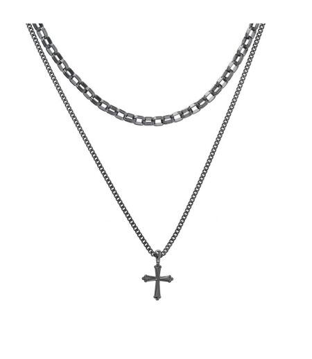 Layered Necklace One Size Black Fabric
