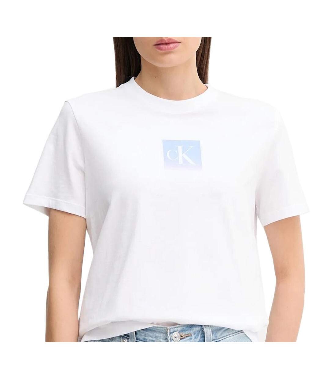 T-Shirt blanc femme calvin klein jeans classic - l-1