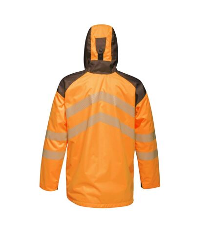 Regatta Mens Hi-Vis Waterproof Reflective Parka Jacket (Orange/Grey) - UTRG4536