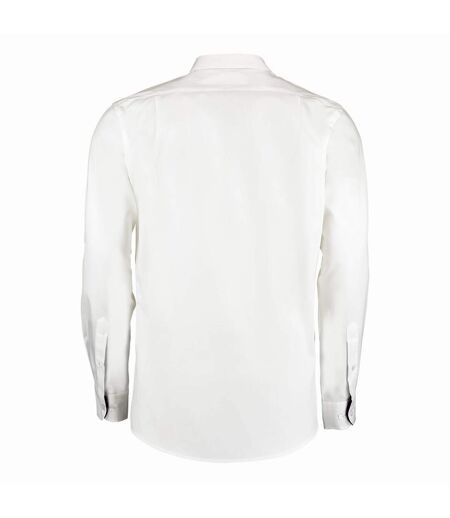 Kustom Kit Mens Contrast Premium Oxford Shirt (White/Navy)
