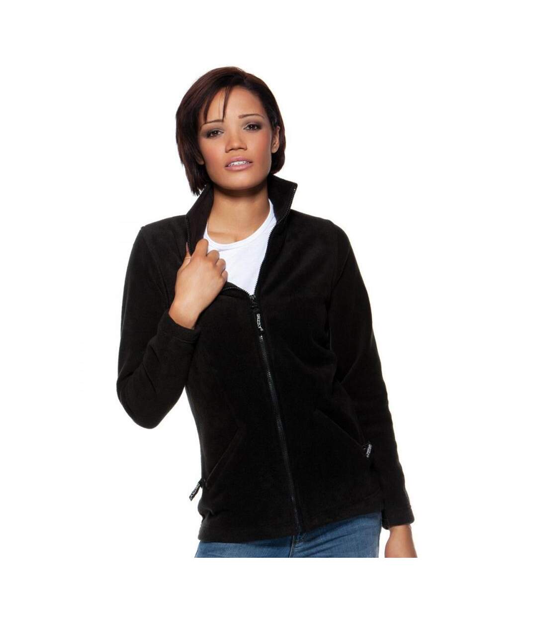 Russell Colours Ladies Full Zip Outdoor Fleece Jacket Veste Polaire D'extérieur À Fermeture Éclair Noir Jerzees Colours-1